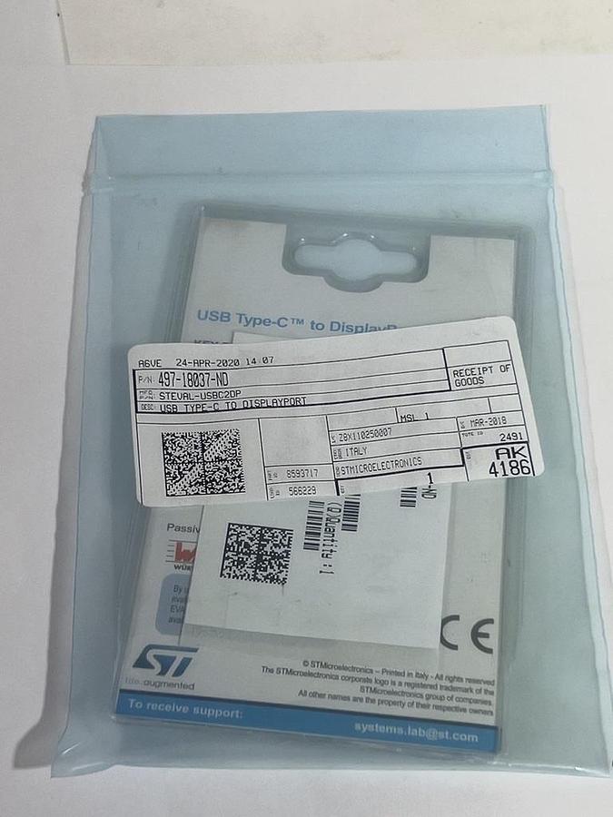 Used Lot of 2 STMicroelectronics STEVAL-USBC2DP USB Type-C to DisplayPort Adapter 