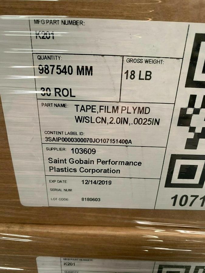 BOX OF 30 - Saint Gobain CHR K201 Polyimide Film Kapton Tape 2" x 36 Yards