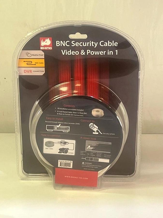Used Rhino Tek 25FT BNC Security Cable, 2 in 1: Video & Power RHC-021-025
