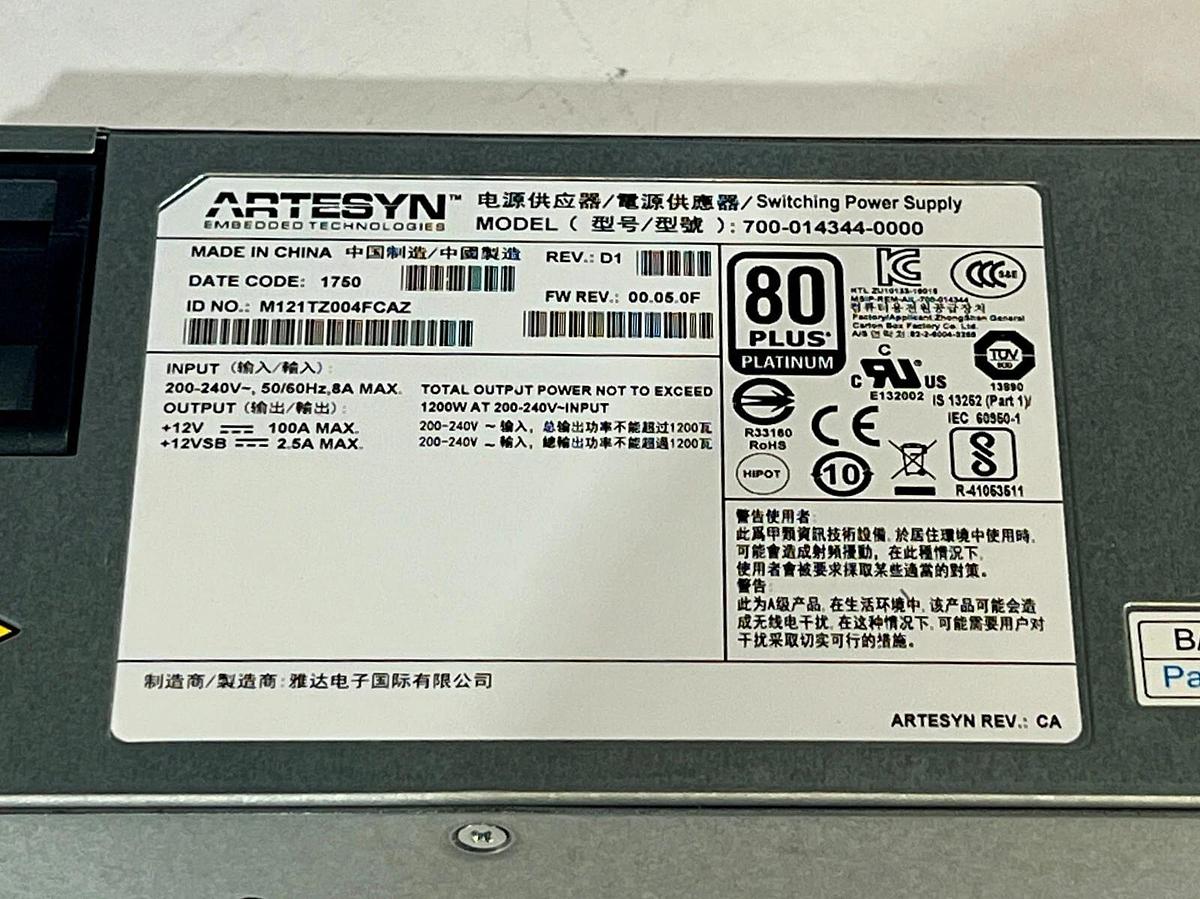 Used Artesyn Model 700-014344-0000 - 1200 Watt Switching Power Supply - 12 VDC 100 A
