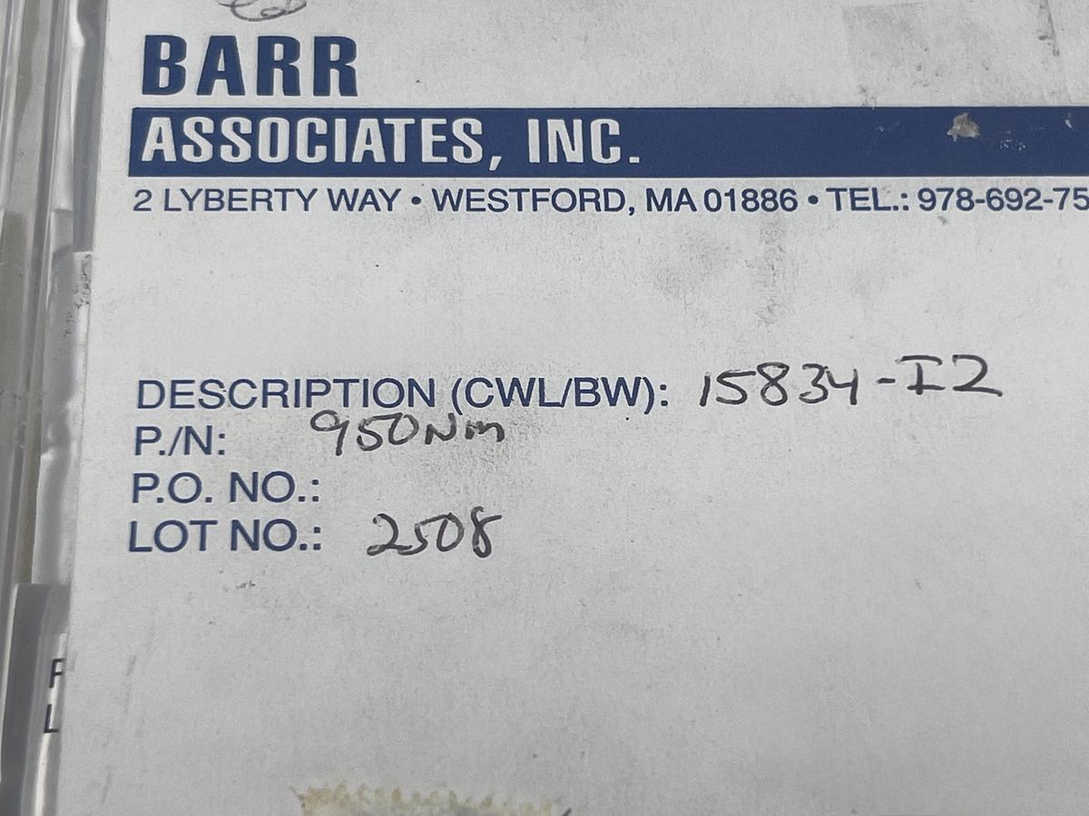 Barr Associates, Inc. 15834-I2 25mm Diameter IR Bandpass Filter 950nm CWL