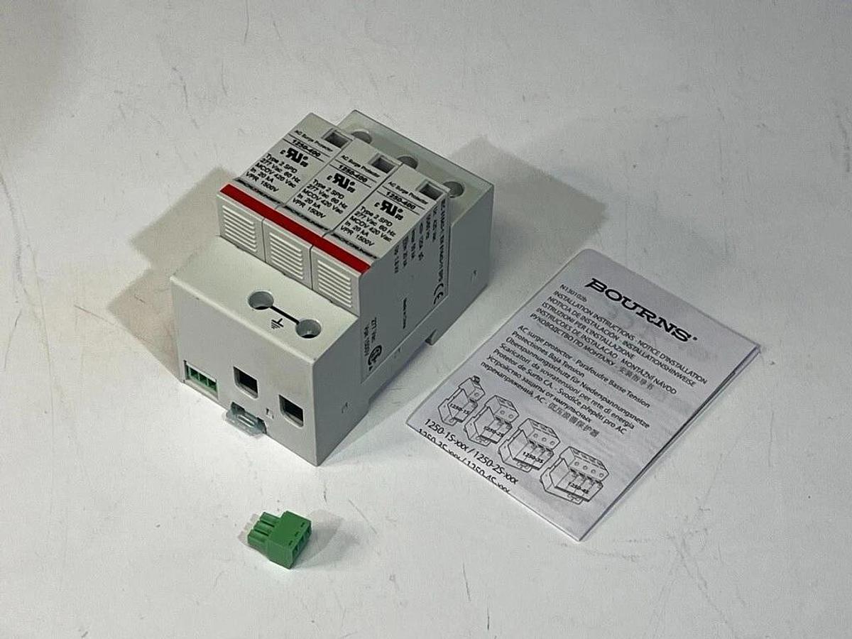 Used Bourns P/N 1250-3S-400 General Duty AC Surge Protector 1250 Series DIN Rail Mt