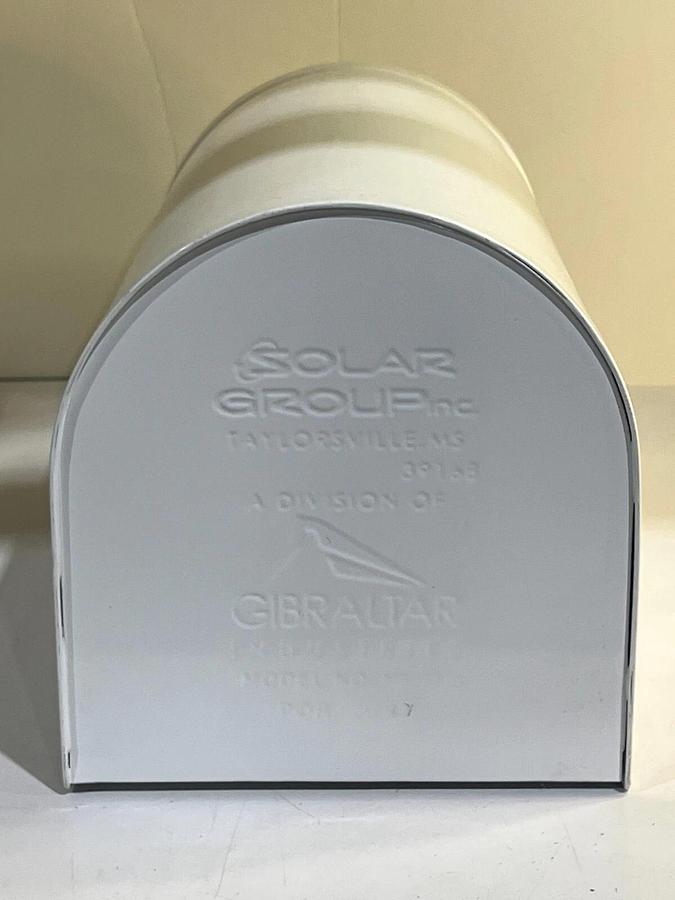 Used Solar Group Gibraltar Industries White Locking Mailbox Model No. MB-981W
