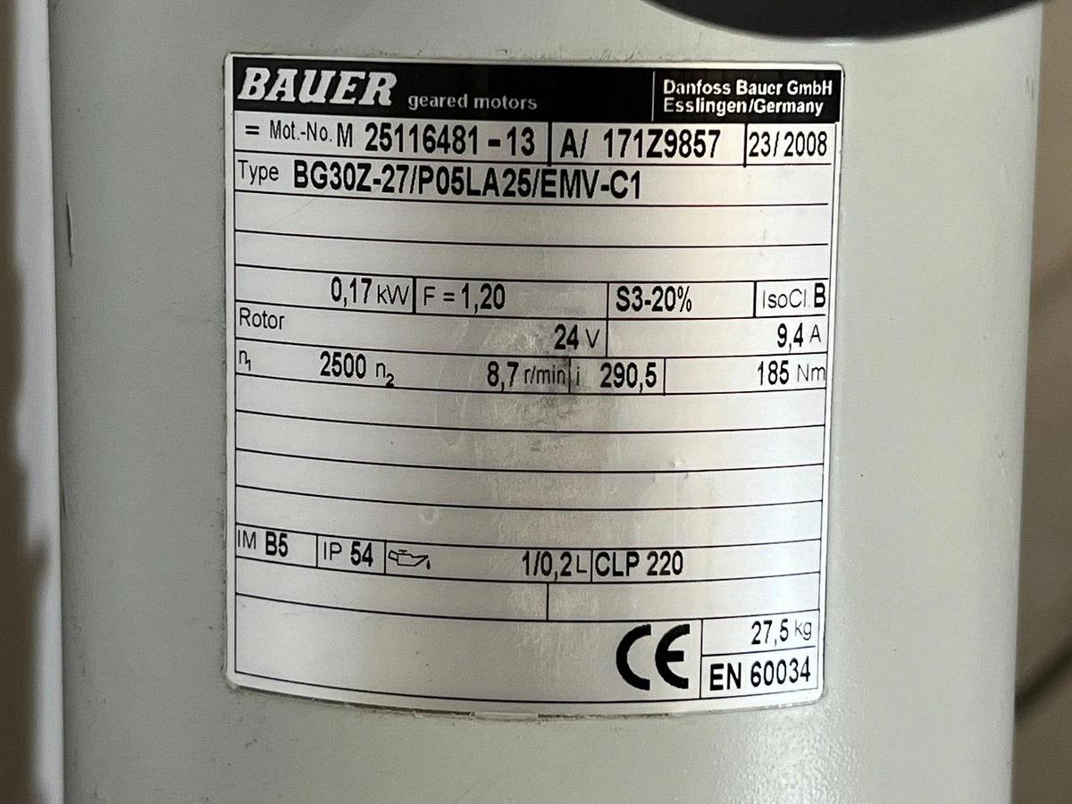 Used Bauer BG Series Helical Geared Motor Type BG30Z-27 / P05LA25 / EMV-C1