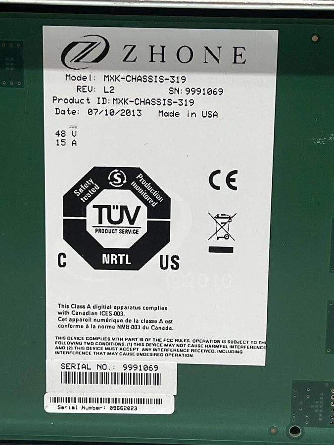 Used Zhone 3U 19" MXK-Chassis-319 - Access Concentrator with VDSL2 and 4GIGE Cards
