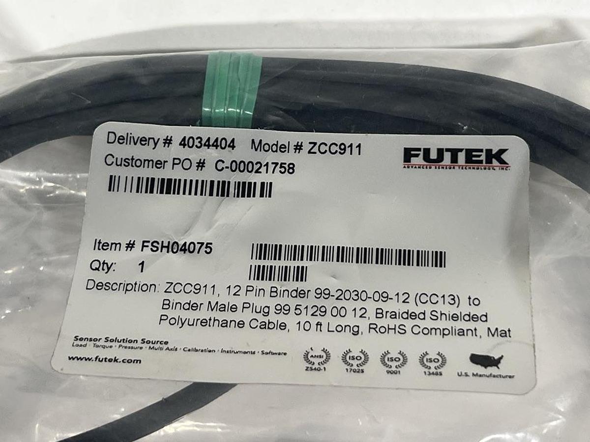 Futek FSH04075 Cable Model ZCC911 12-Bin Binder to Binder Male Plug