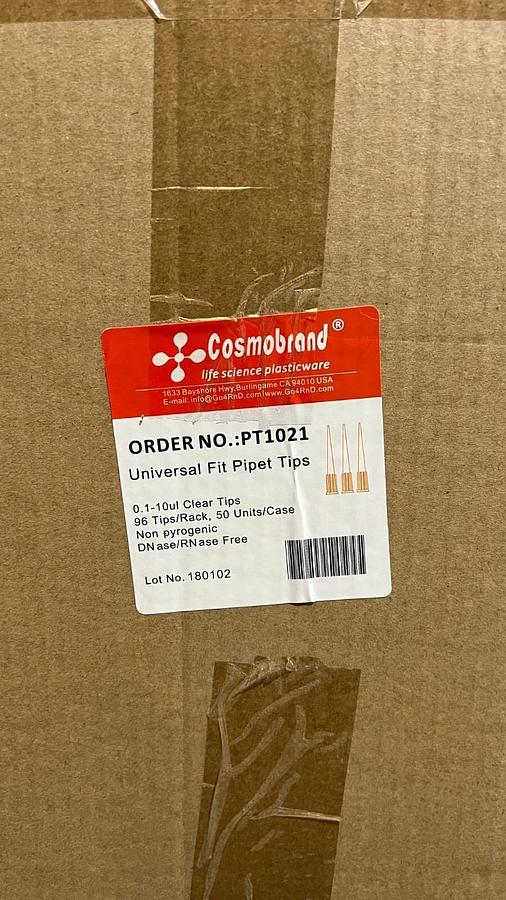 Used 4800 PCS Clear 0.1-10ul Universal Fit Pipette Tips - Cosmobrand PT1021