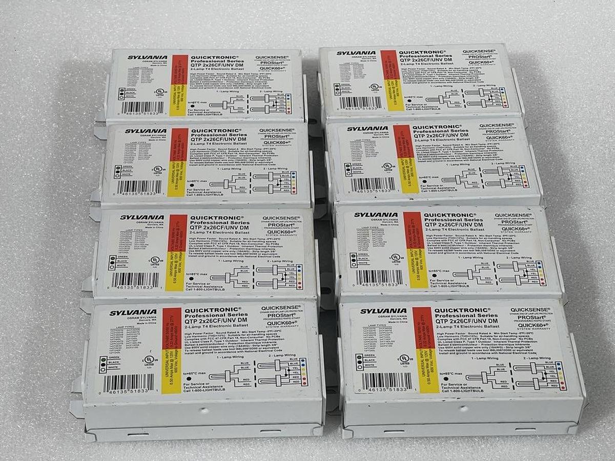 8 Pieces Sylvania QuickTronic QTP 2x26CF/UNV DM 2-Lamp T4 Electronic Ballast