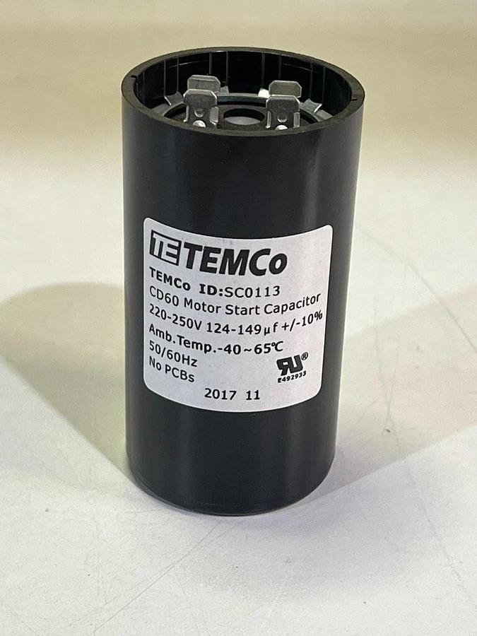 Case of 50: TEMCo Industrial 124-149 uF 220-250 VAC Round Motor Start Capacitors