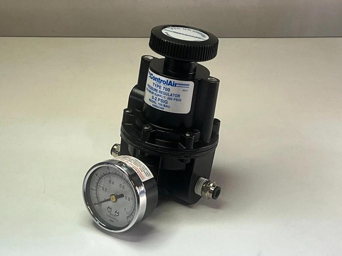 2 ControlAir Pressure Regulators 700-DF, 0-150 PSIG & 700-BAU, 0-2 PSIG w/ Gauge