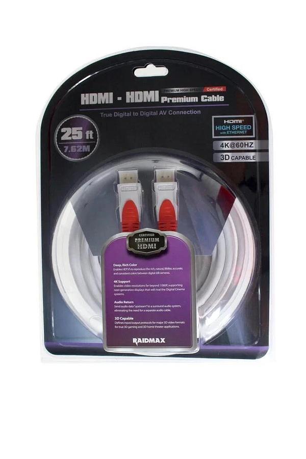 Used RAIDMAX 25 ft. HDMI-HDMI Premium High Speed Cable with Ethernet - RHDC-A25