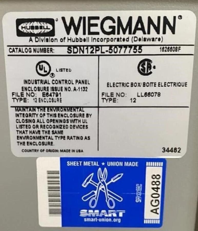 Used (3) Wiegmann 3-phase disconnect enclosures 2016. -- San Diego, CA
