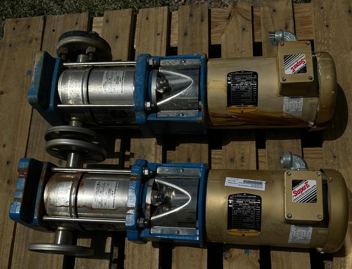 Used (Lot of 2) Goulds Vertical 5-Stage e-SV Pumps w/ Baldor 2hp super-E Motors
