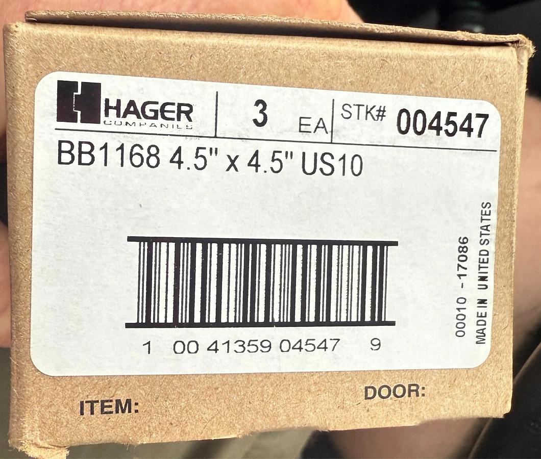 Used (Lot of 96) Hager BB1168 Commercial Grade Ball Bearing Door Hinges - USA Made!