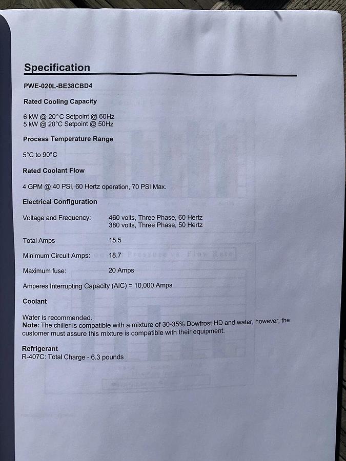Lydall Affinity Chiller (PWE-020L-BE38CBD4) 277/460v 3Ph R-407C UNUSED !
