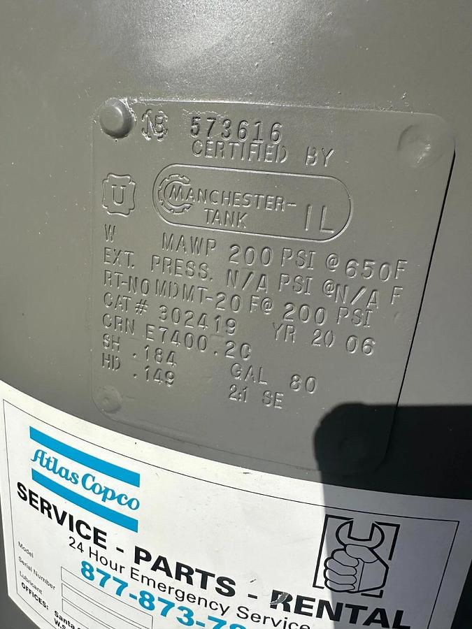 Used 1.5hp Busch 20 cfm/15 TORR Vacuum Pump - 80 Gal. Tank - Carson City,NV