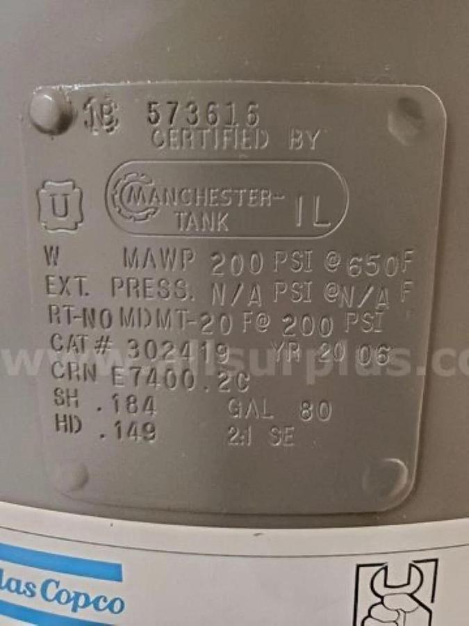 Used 1.5hp Busch 20 cfm/15 TORR Vacuum Pump - 80 Gal. Tank - Carson City,NV