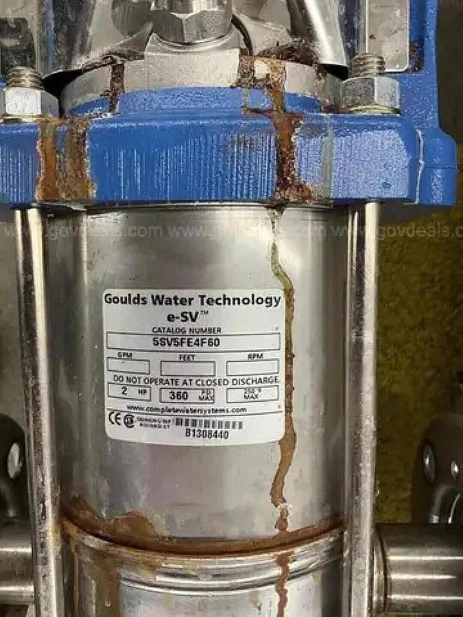Used (Lot of 2) Goulds Vertical 5-Stage e-SV Pumps w/ Baldor 2hp super-E Motors