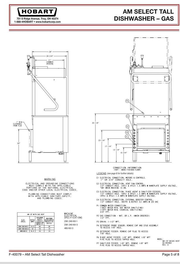 Used HOBART AM15T Single Rack Electric High Temp Dishwasher - 208/240, 480v -Reno,NV