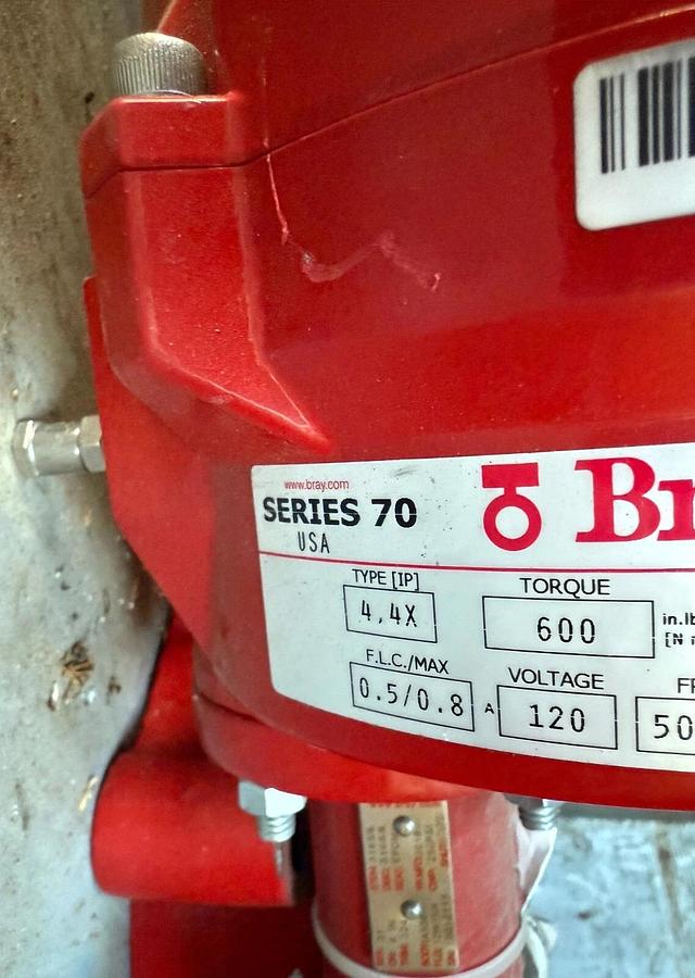 Used (5)Bray 70 Series Electric Actuator/Valves-(Part 70-0061-113G0-536/B) 600Lb 120v