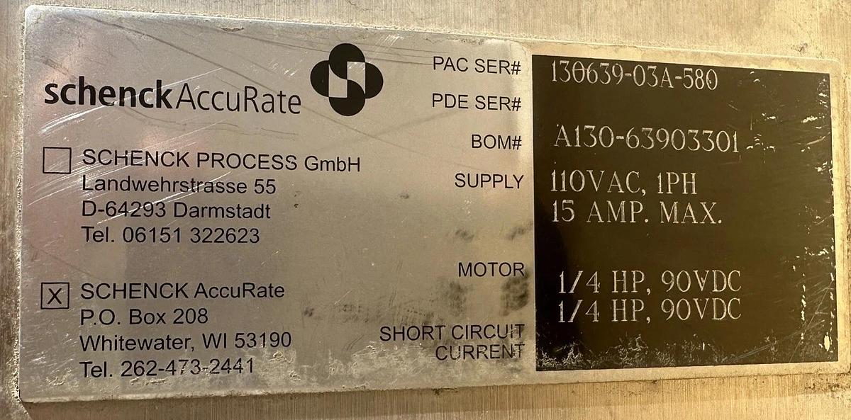 Used Schenck AccuRate Feeder Control with dual motor auger + Mac Silo w/ Centr.Blower