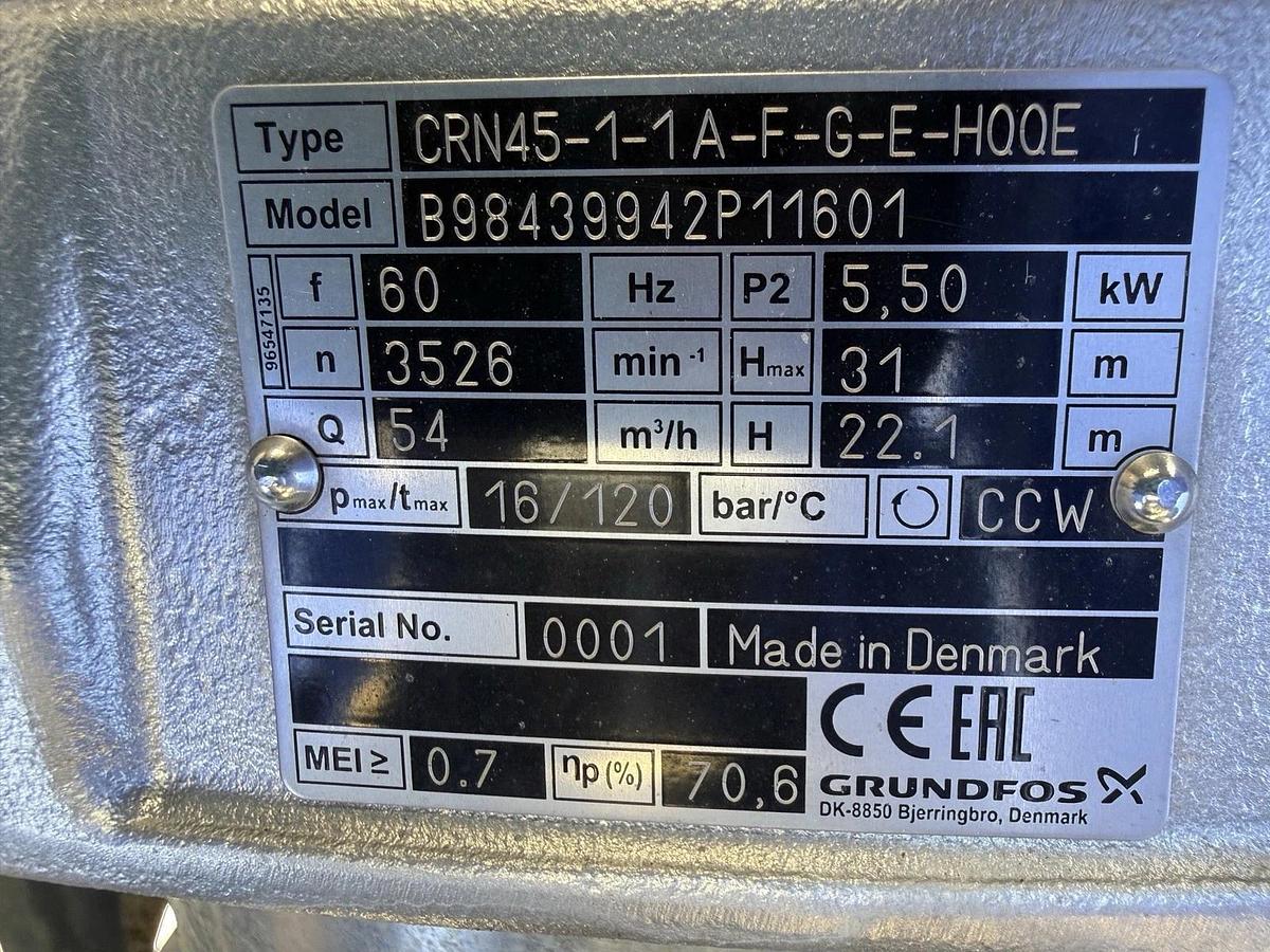 Grundfos 5.5kw Multistage Centrif Vert Pump (CRN45-1-1A-F-G-E-HQQE ) - Reno,NV