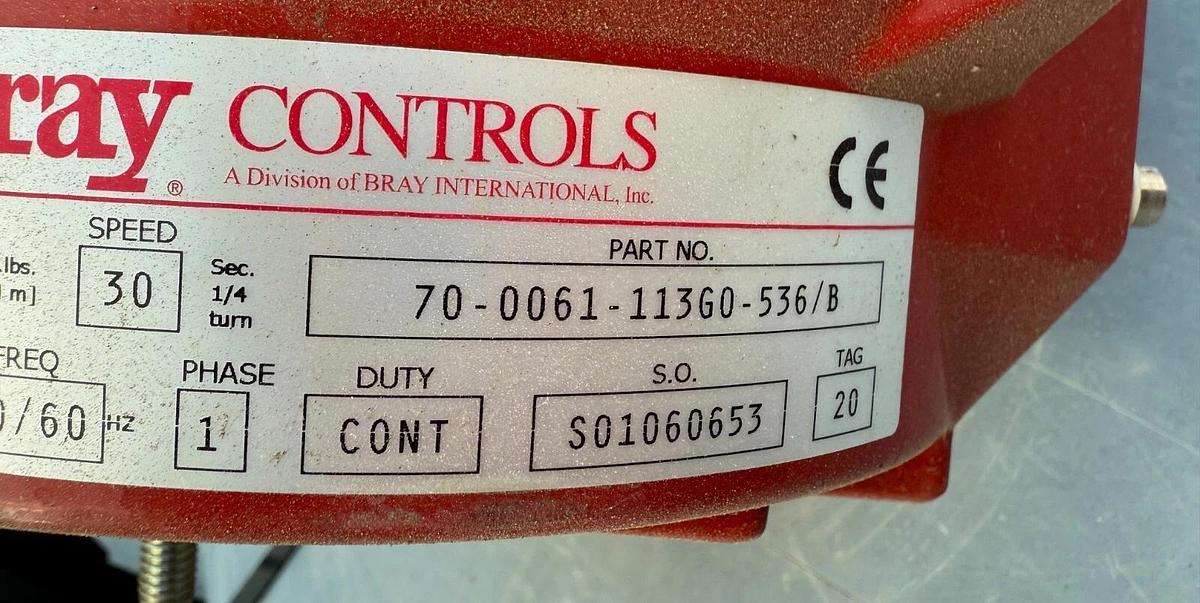 Used (5)Bray 70 Series Electric Actuator/Valves-(Part 70-0061-113G0-536/B) 600Lb 120v