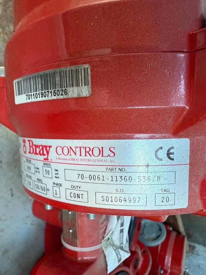 Used (5)Bray 70 Series Electric Actuator/Valves-(Part 70-0061-113G0-536/B) 600Lb 120v