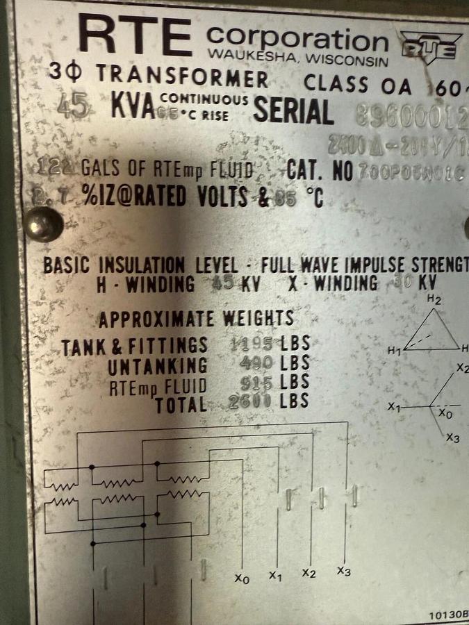Used RTA 45kva 2400delta - 208Y/120v Padmount Transformer