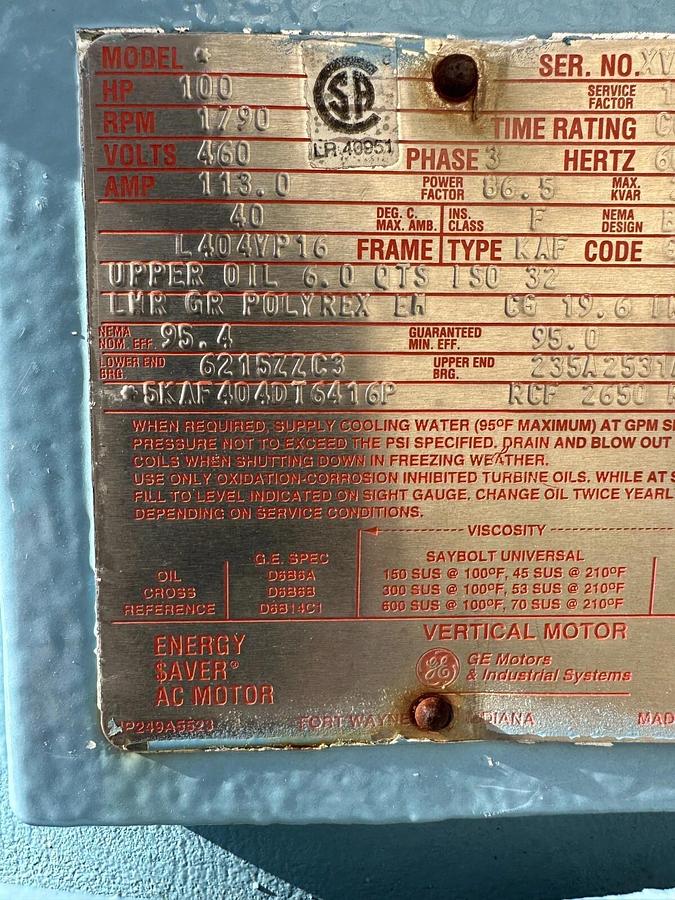 Used 100 hp Weir FloWay Vertical Turbine Pump 440v -Carson City, NV 89706