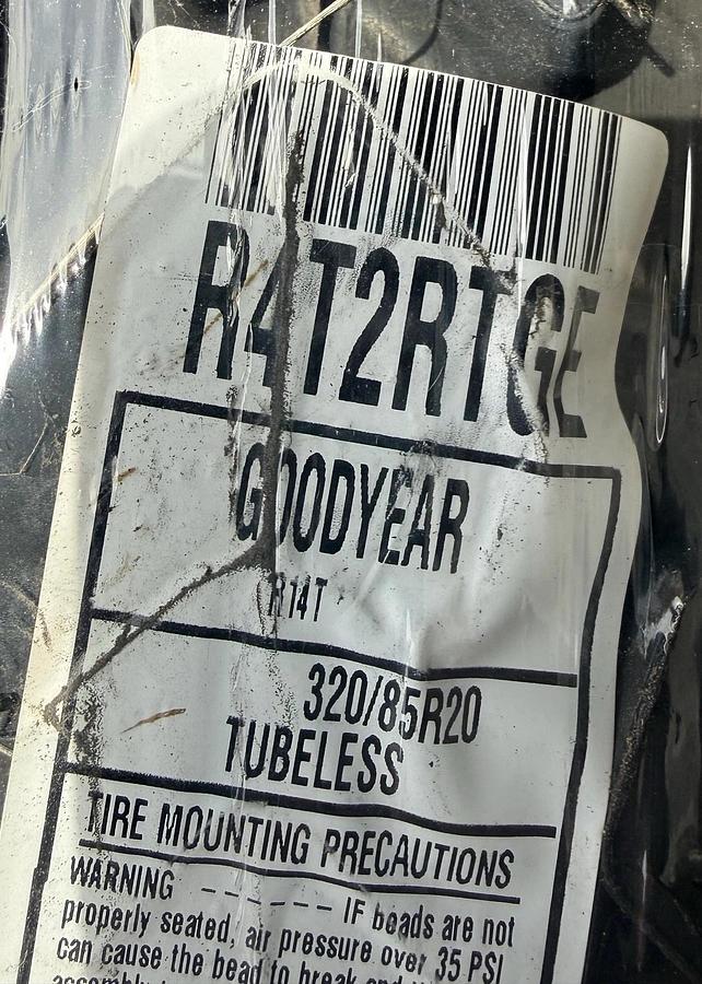 Used NEW 320/85R20 GOODYEAR R14T (119D) ON 6-HOLE WHEEL/TIRE ONLY