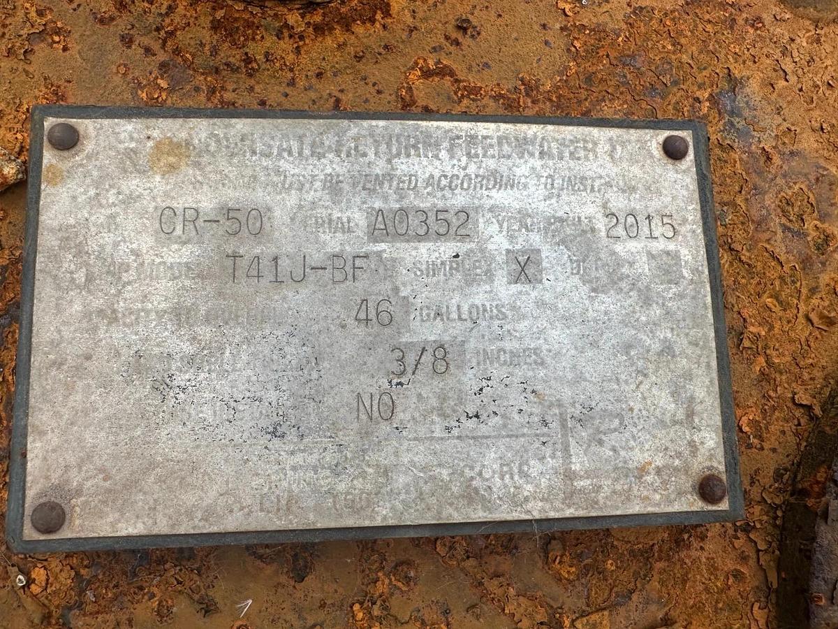 Used 2015 Rite 39hp Low NOx NatGas Steam Boiler - West Coast