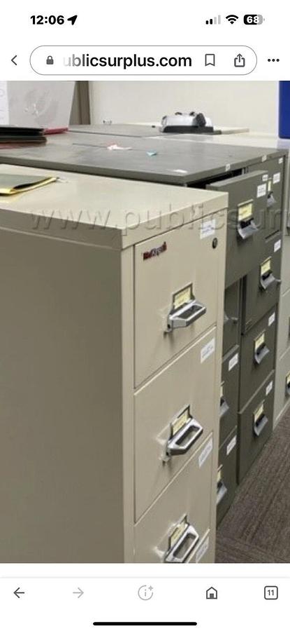 Used Victor Firemaster LX Fireproof 4 Drawer Vertical File Cabinet/FireKing