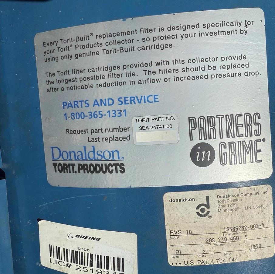 Used DONALDSON Torit Vibra Shake, model RVS-10, 208-230/460V, 3 phase. Carson city, N