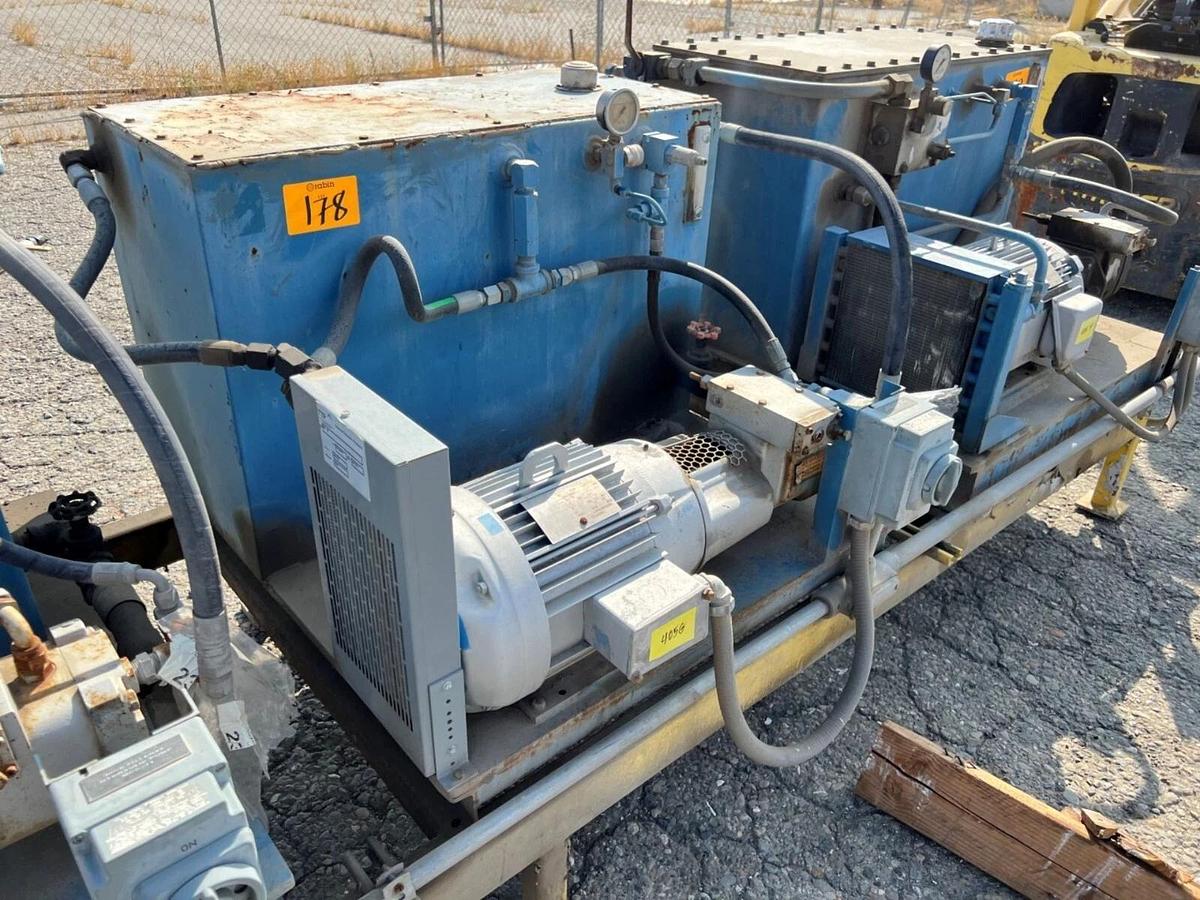 Used (4)Pacific Fluid Systems Hydraulic 10hp power packs w/ Therm Transfer exchangers