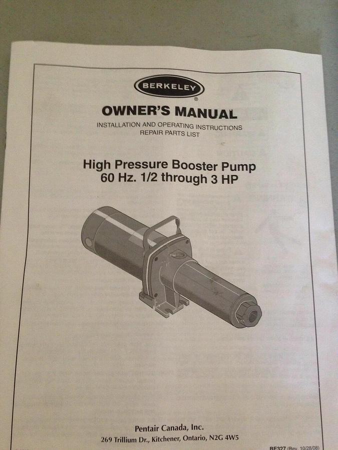 1.5 Hp. 20 GPM. Pentair Berkeley MGPS High-Pressure Booster Pump Cart - 3ϕ