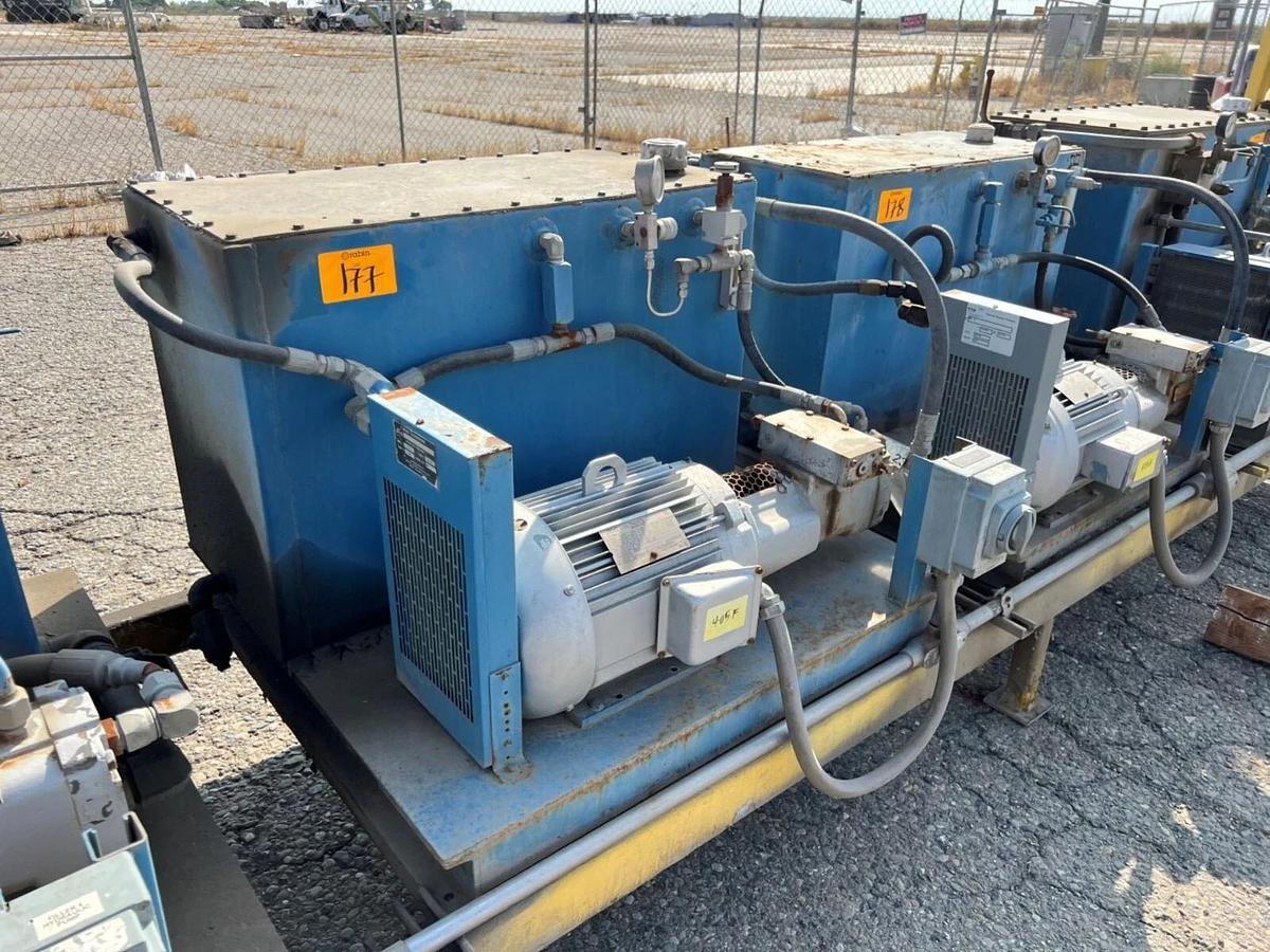 Used (4)Pacific Fluid Systems Hydraulic 10hp power packs w/ Therm Transfer exchangers
