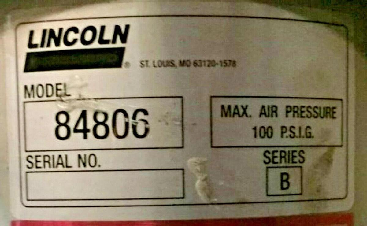 Used LINCOLN #84806 AIRMotor with pump and (2)actuated valves