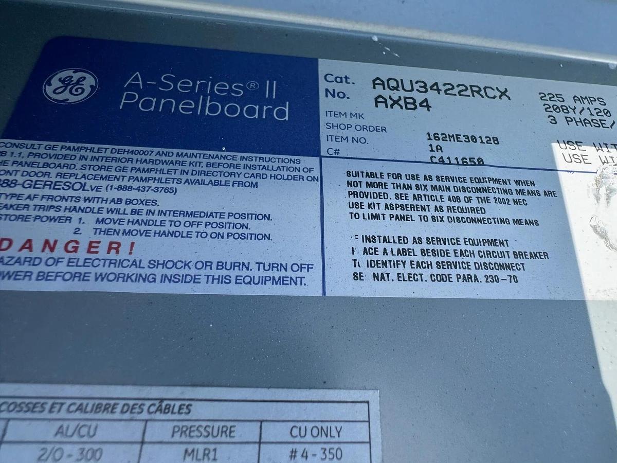 Used GE A-Series II Pro-Stock AQU3422RCX AXB4 3-Phase Type A PanelBoard
