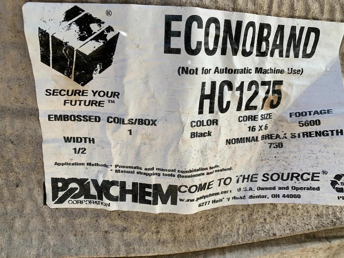 56 Rolls-Polychem Econoband 1/2" Black Pallet Strapping - 5600' Rolls - 16" Core