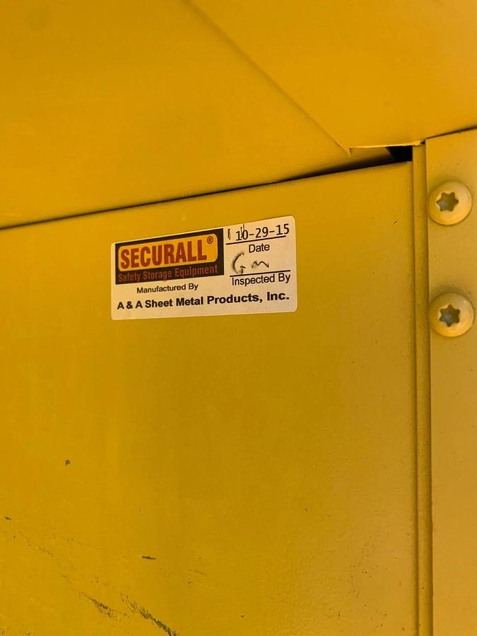 Used Securall W3040 Flammable Materials Storage Cabinet, 60gal cap.
