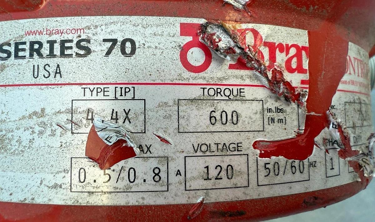 Used (5)Bray 70 Series Electric Actuator/Valves-(Part 70-0061-113G0-536/B) 600Lb 120v
