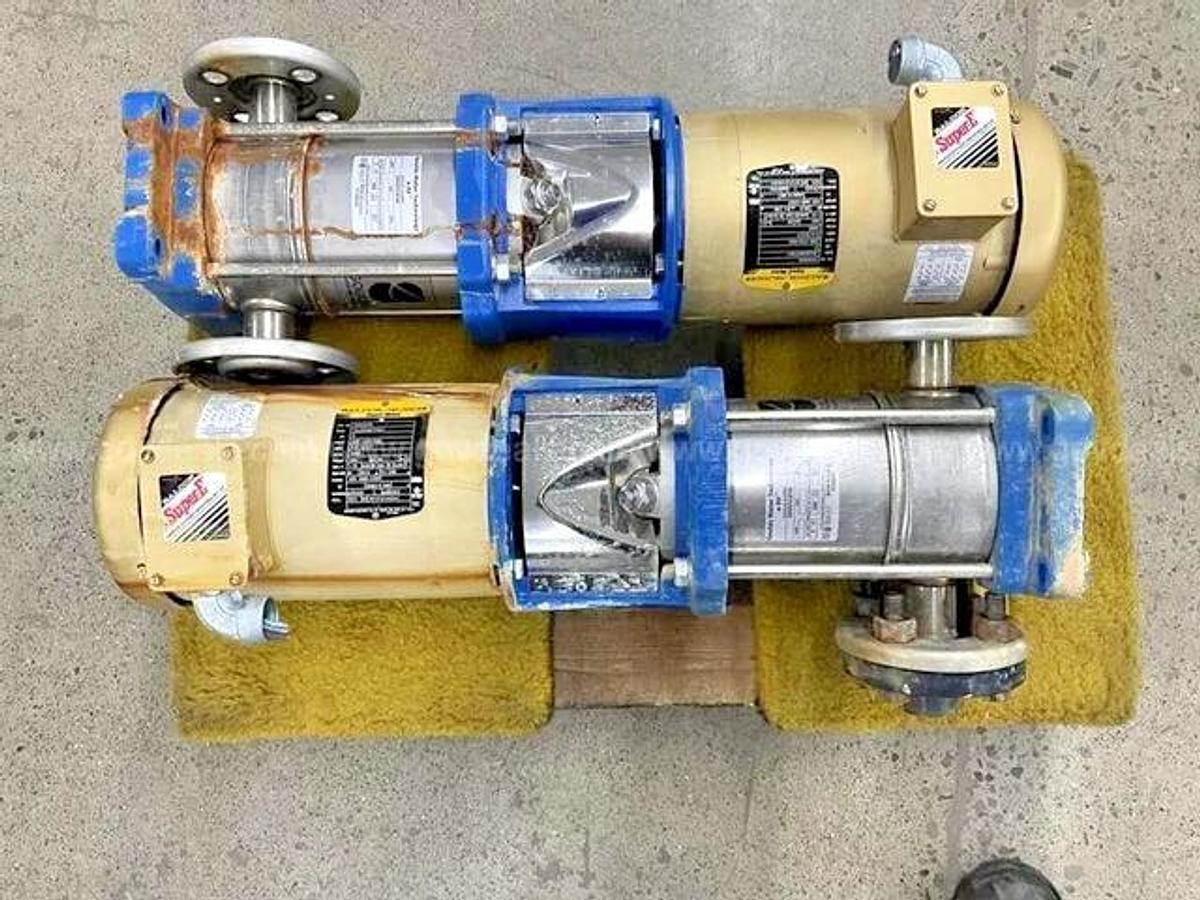 Used (Lot of 2) Goulds Vertical 5-Stage e-SV Pumps w/ Baldor 2hp super-E  Motors