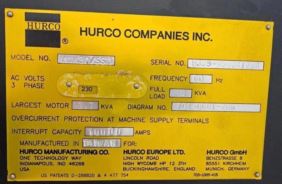 Hurco Hawk30 Milling Machine Reno/Bay Area