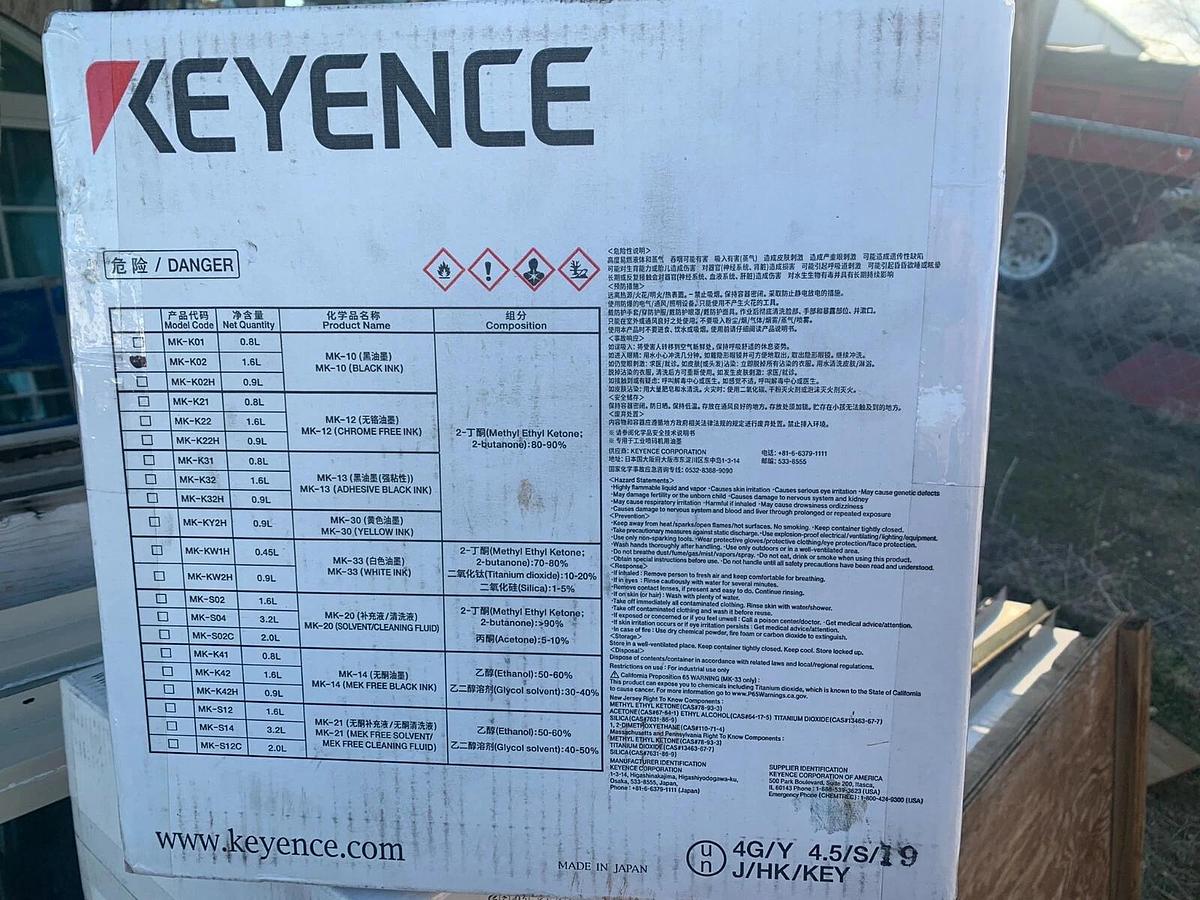 Used (Lot of 3 Cases) Keyence mk-k02 black ink