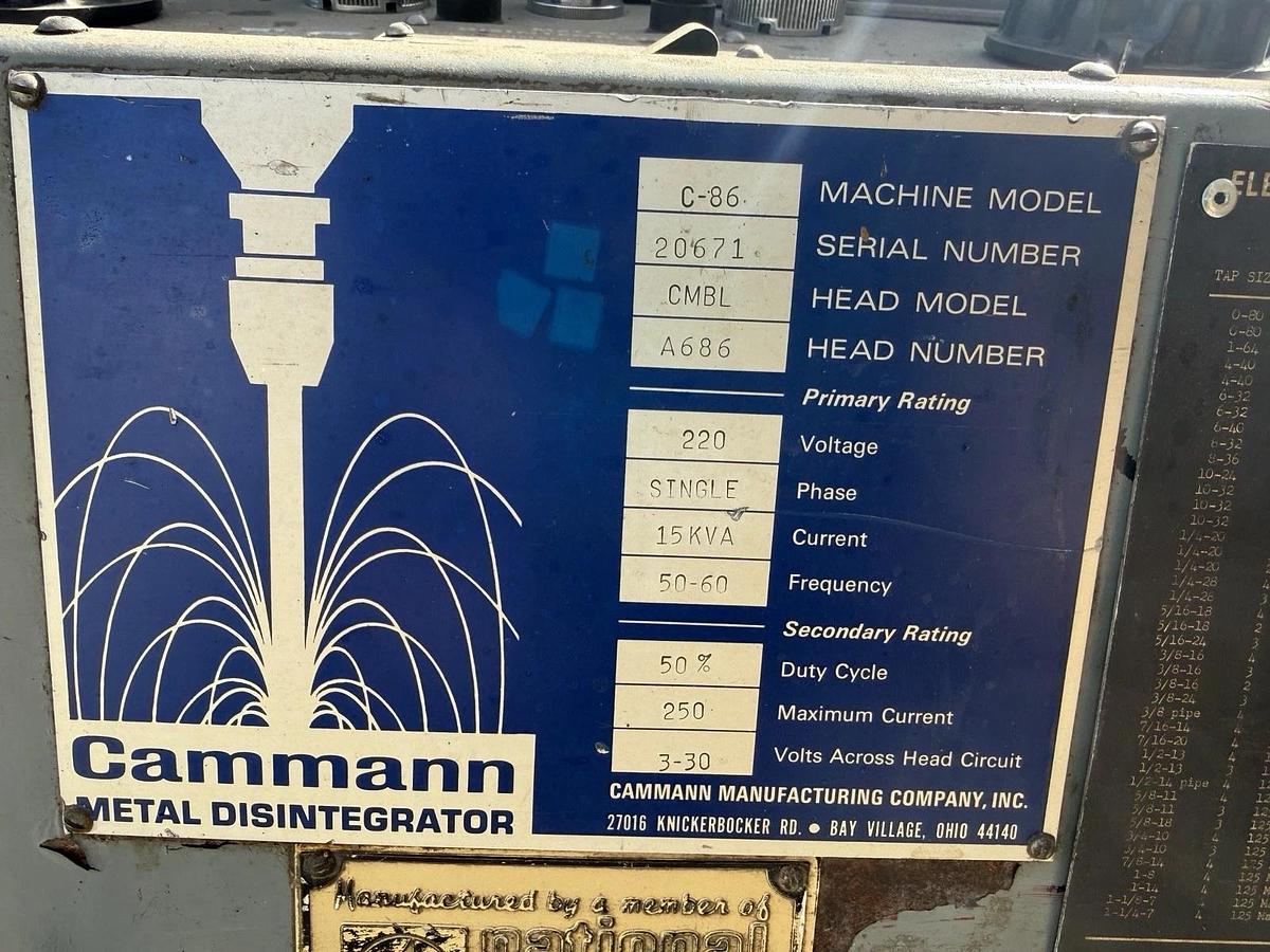 Used Cammann c-30 Metal (tap) Disintegrator