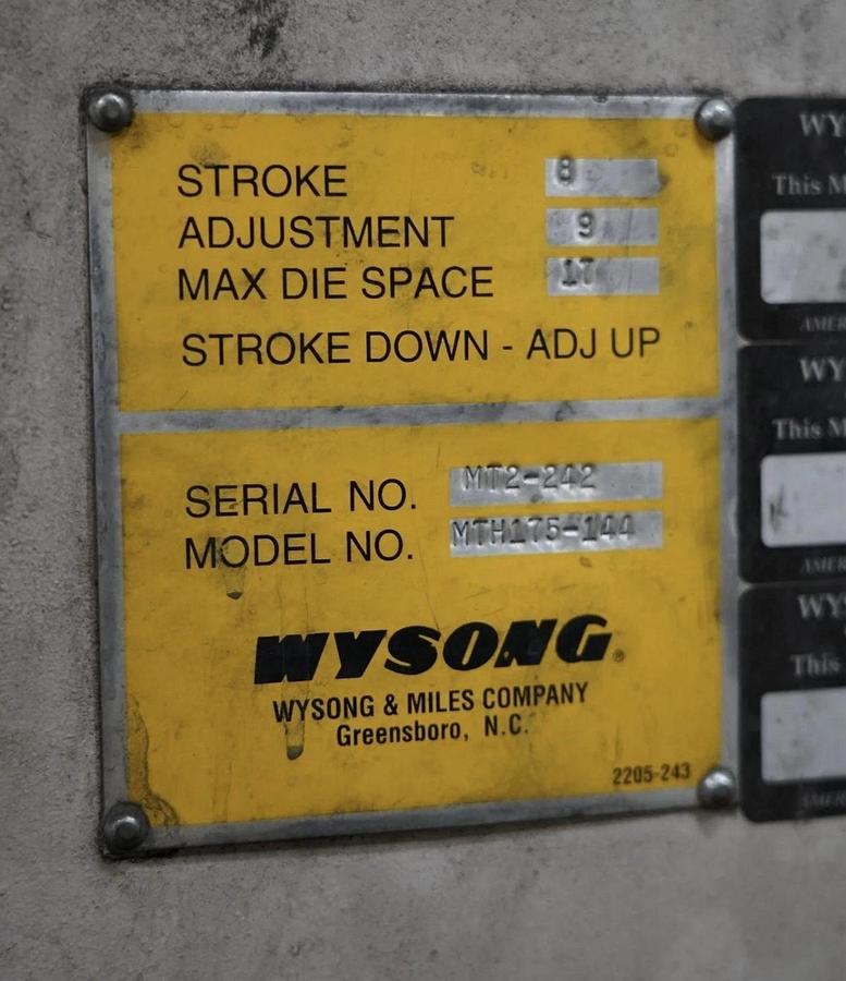 Used 2002 Wysong 175-ton Hydraulic 12’ CNC Press brake