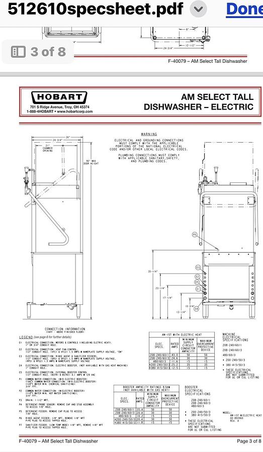 Used HOBART AM15T Single Rack Electric High Temp Dishwasher - 208/240, 480v -Reno,NV