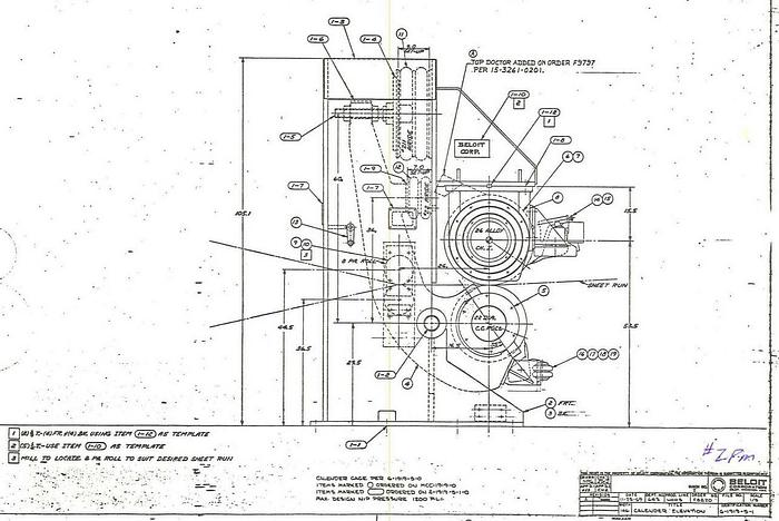 Used Beloit  Two Roll Calender With Control Crown Roll, 146" Face Width, 1200 Pli, Shell O.D. 22", Shell I.D. 16", With Hydraulic Plant. #26622