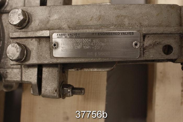 Used Fabri 3" Hand Operated Knife Gate Valve #37756